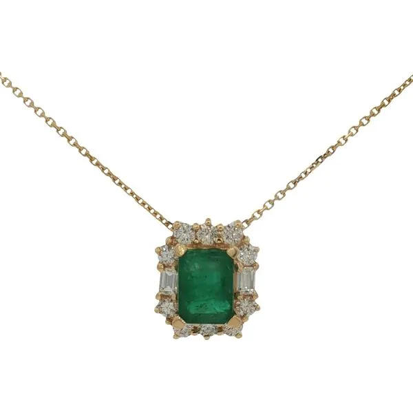 18 Karat Yellow Gold Emerald & Diamond Necklace Trinity Jewelers  Pittsburgh, PA