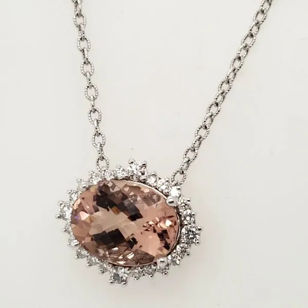14 Karat White Gold Morganite & Diamond Necklace Trinity Jewelers  Pittsburgh, PA