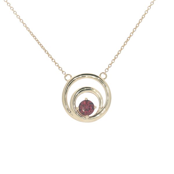14 Karat Yellow Gold Circle Garnet Necklace Trinity Jewelers  Pittsburgh, PA