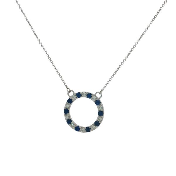 14 Karat White Gold Sapphire & Diamond Circle Necklace Trinity Jewelers  Pittsburgh, PA