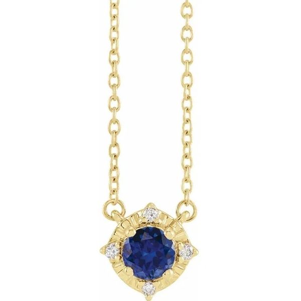14 Karat Yellow Gold Blue Sapphire & Diamond Necklace Trinity Jewelers  Pittsburgh, PA