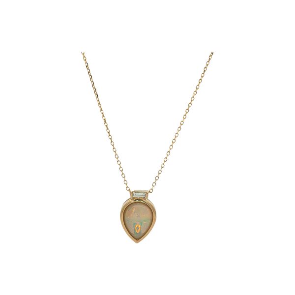 14 Karat Yellow Gold Opal & Diamond Pendant Trinity Jewelers  Pittsburgh, PA