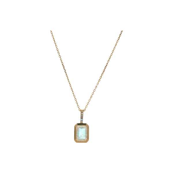 14 Karat Yellow Gold Moonstone & Diamond Pendant Trinity Jewelers  Pittsburgh, PA