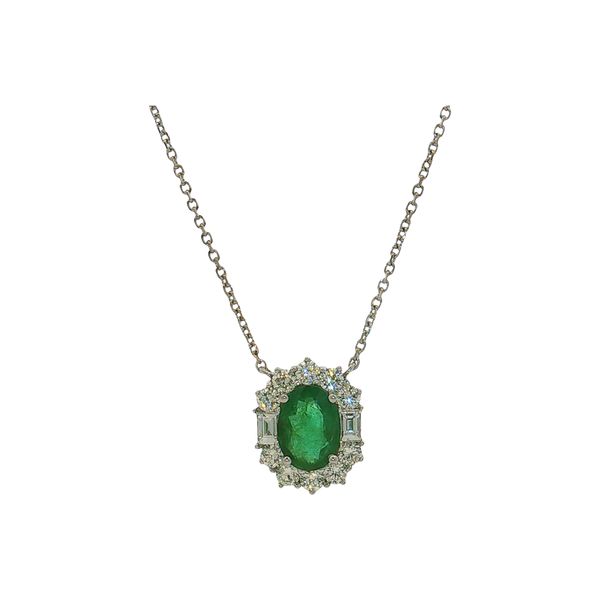 14 Karat White Gold Emerald & Diamond Necklace Trinity Jewelers  Pittsburgh, PA