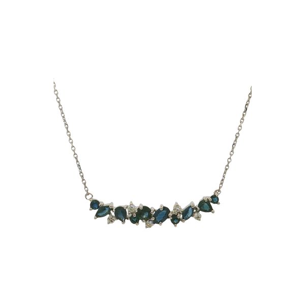 14 Karat White Gold Sapphire & Diamond Bar Necklace Trinity Jewelers  Pittsburgh, PA