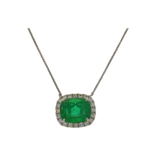 18 Karat White Gold Emerald & Diamond Necklace Trinity Jewelers  Pittsburgh, PA