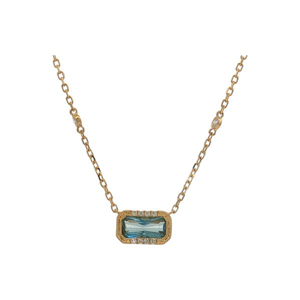14 Karat Yellow Gold London Blue Topaz & Diamond Necklace Trinity Jewelers  Pittsburgh, PA