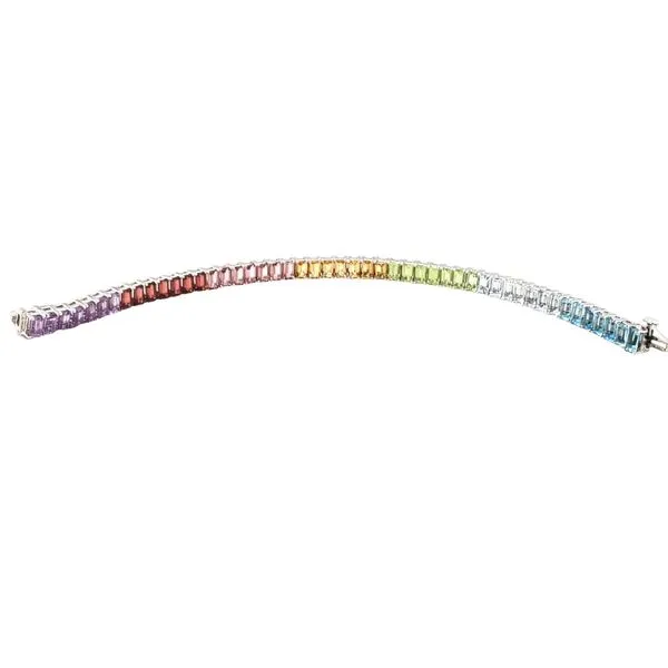 14 Karat White Gold Multi Colored Gemstone Bracelet Trinity Jewelers  Pittsburgh, PA