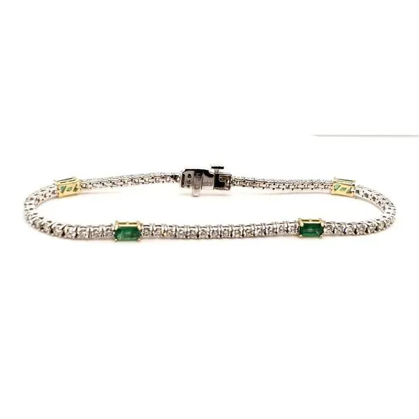 14 Karat White & Yellow Gold Emerald & Diamond Bracelet Trinity Jewelers  Pittsburgh, PA