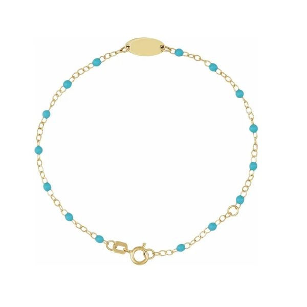 14 Karat Engravable Enamel Beaded Bracelet Trinity Jewelers  Pittsburgh, PA