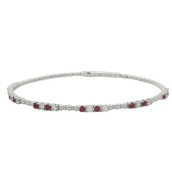 14 Karat White Gold Ruby & Diamond Bangle Bracelet Trinity Jewelers  Pittsburgh, PA