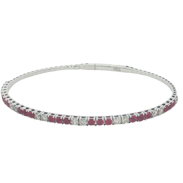 14 Karat White Gold Ruby & Diamond Bangle Bracelet Trinity Jewelers  Pittsburgh, PA