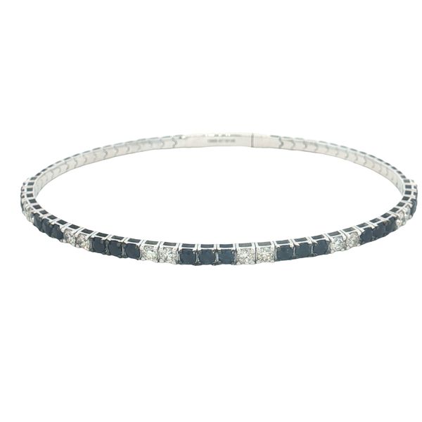14 Karat White Gold Sapphire & Diamond Bangle Bracelet Trinity Jewelers  Pittsburgh, PA