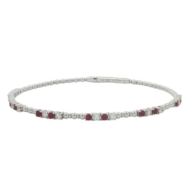 14 Karat White Gold Ruby & Diamond Bangle Bracelet Trinity Jewelers  Pittsburgh, PA