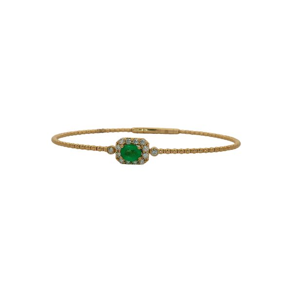 14 Karat Yellow Gold Emerald & Diamond Bangle Bracelet Trinity Jewelers  Pittsburgh, PA