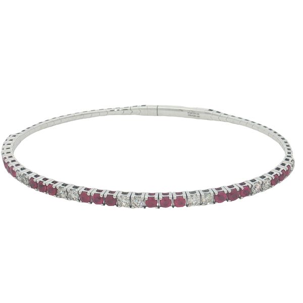14 Karat White Gold Ruby & Diamond Bangle Bracelet Trinity Jewelers  Pittsburgh, PA