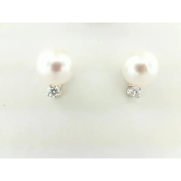 14 Karat White Gold 7MM Pearl & Diamond Earring Trinity Jewelers  Pittsburgh, PA