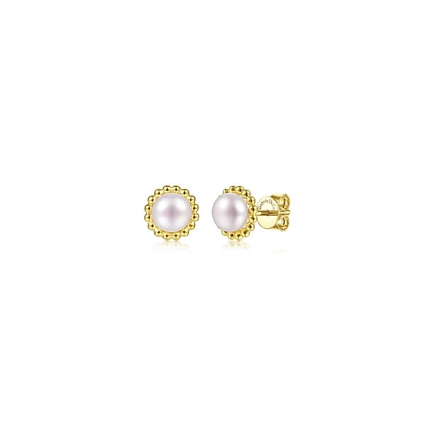 14 Karat Yellow Gold Pearl Beaded Stud Earring Trinity Jewelers  Pittsburgh, PA