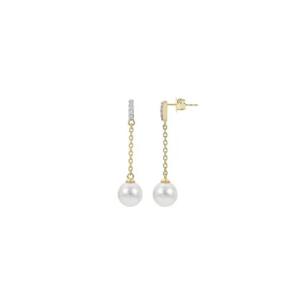 14 Karat Yellow Gold Diamond & Pearl Drop Earring Trinity Jewelers  Pittsburgh, PA