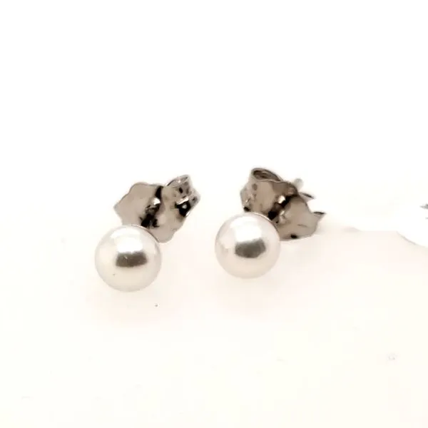 14 Karat White Gold 4MM Akoya Pearl Earrings Trinity Jewelers  Pittsburgh, PA