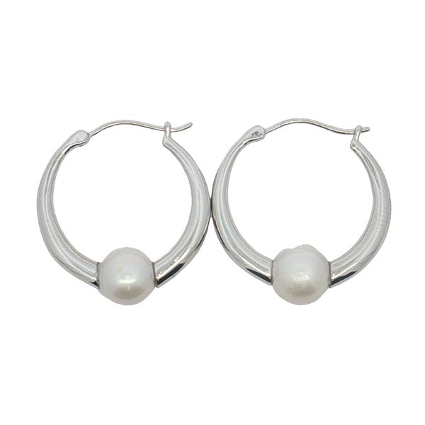 Sterling Silver Freshwater Pearl Hoop Earrings Trinity Jewelers  Pittsburgh, PA