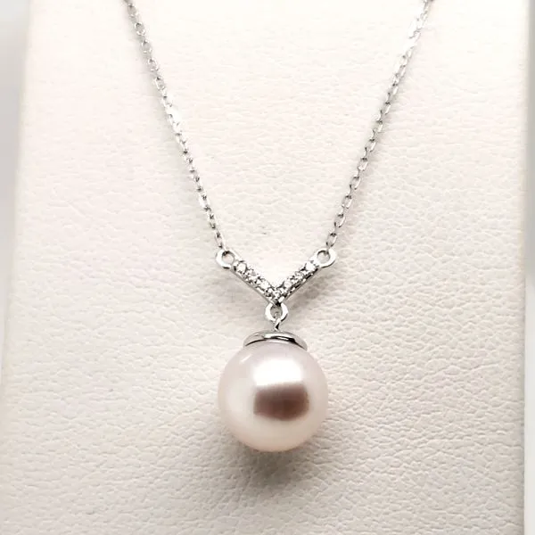 14 Karat White Gold Diamond & Pearl Necklace Trinity Jewelers  Pittsburgh, PA