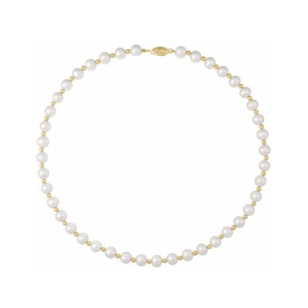 14 Karat Yellow Gold Bead & Freshwater Pearl Necklace Trinity Jewelers  Pittsburgh, PA
