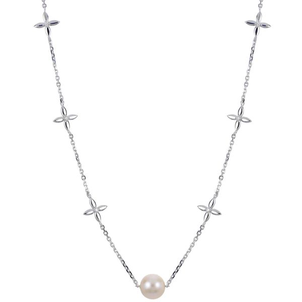 Sterling Silver Freshwater Pearl & Diamond Necklace Trinity Jewelers  Pittsburgh, PA