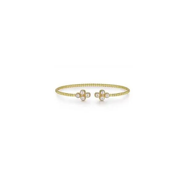 14 Karat Yellow Gold Pearl Bangle Bracelet Trinity Jewelers  Pittsburgh, PA