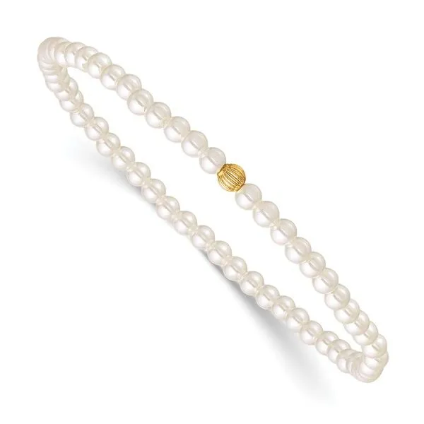 14 Karat Gold Filled Bead & Simulated Crystal Pearl Bracelet Trinity Jewelers  Pittsburgh, PA