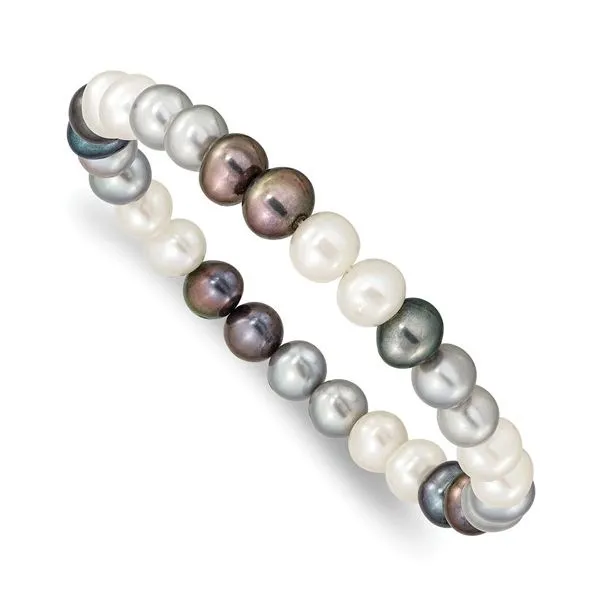 6.7mm Black, Grey, & White Cultured Freshwater Pearl Bracelet Trinity Jewelers  Pittsburgh, PA