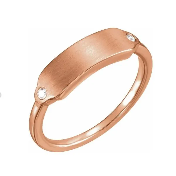 14 Karat Rose Gold Diamond Signet Ring Trinity Jewelers  Pittsburgh, PA
