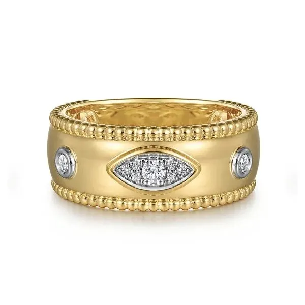 14 Karat Yellow Gold Wide Diamond Ring Trinity Jewelers  Pittsburgh, PA