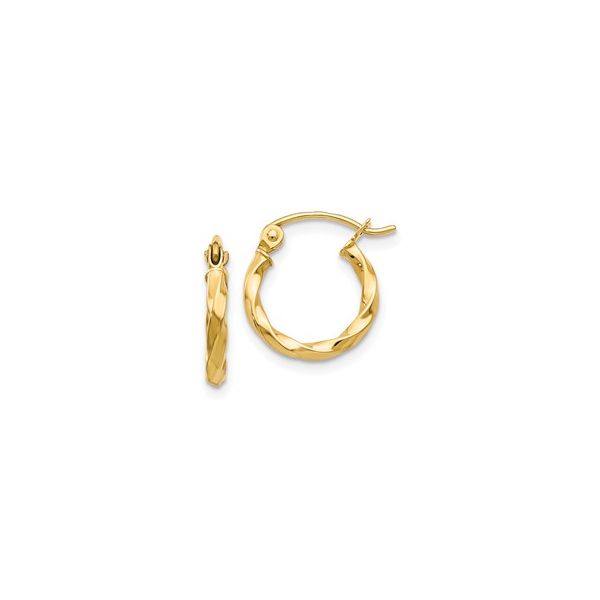 14 Karat Yellow Gold Twist Hoop Earrings Trinity Jewelers  Pittsburgh, PA