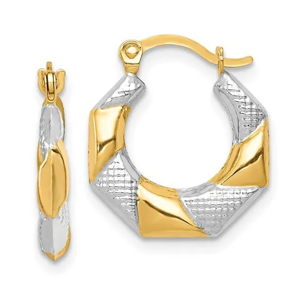 10 Karat Yellow Gold & White Rhodium Hoop Earrings Trinity Jewelers  Pittsburgh, PA