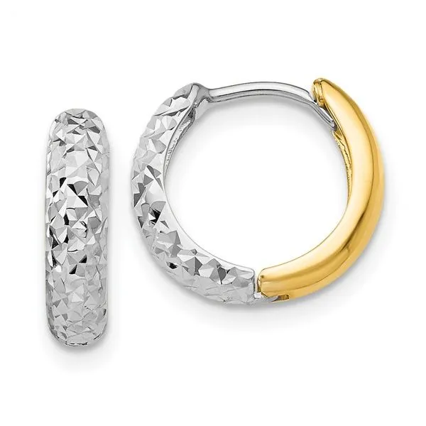 14 Karat Two-Tone Diamond-Cut Hoop Earrings Trinity Jewelers  Pittsburgh, PA