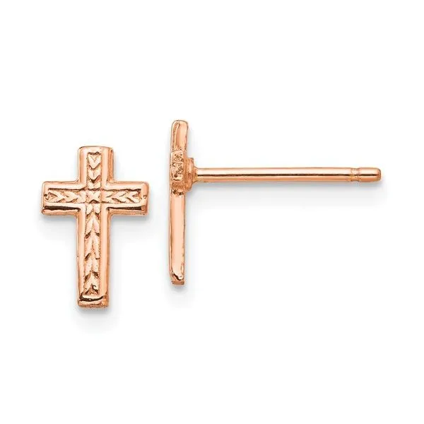 14 Karat Rose Gold Cross Stud Earrings Trinity Jewelers  Pittsburgh, PA