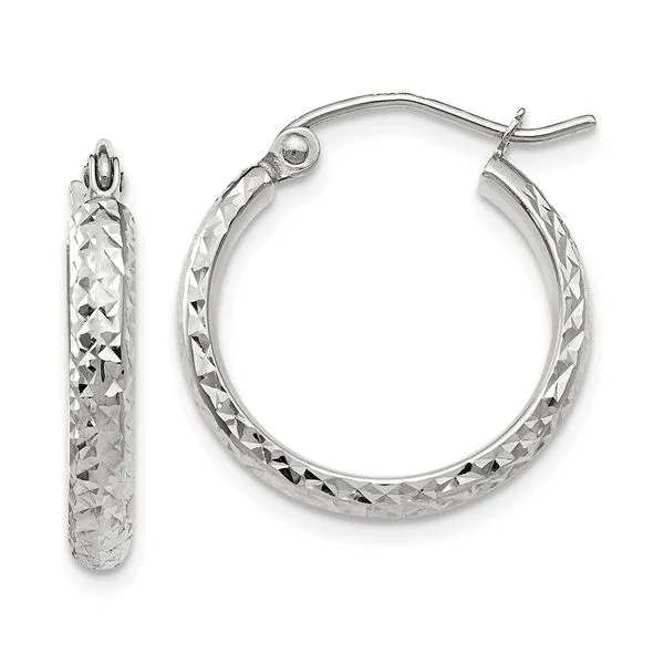 10 Karat White Gold D/C Hoop Earrings Trinity Jewelers  Pittsburgh, PA