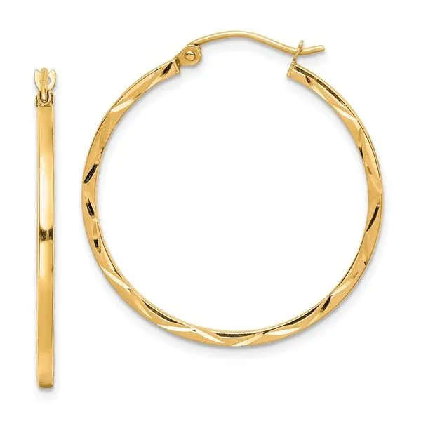 10 Karat Yellow Gold Diamond Cut Hoop Earrings Trinity Jewelers  Pittsburgh, PA