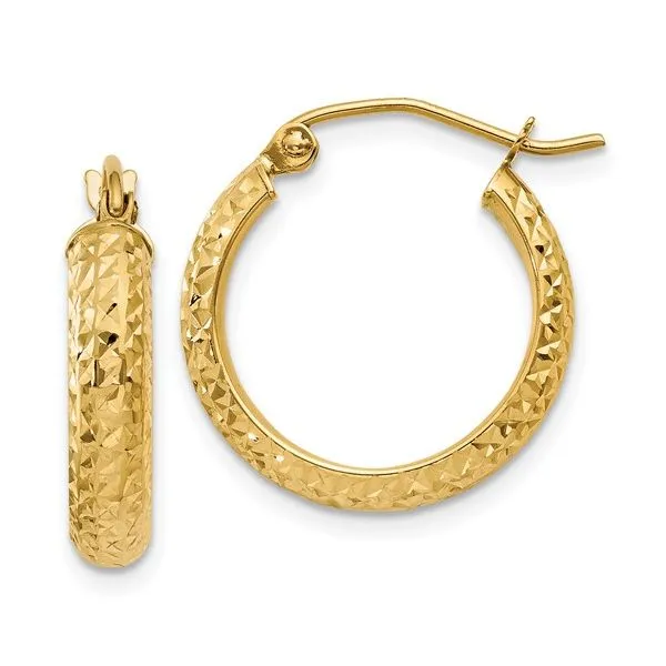 10 Karat Yellow Gold D/C Hoop Earrings Trinity Jewelers  Pittsburgh, PA