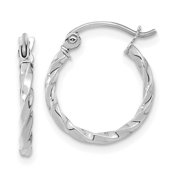 10 Karat White Gold Twisted Polished Hoop Earrings Trinity Jewelers  Pittsburgh, PA