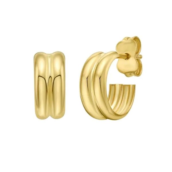 14 Karat Yellow Gold Two Row Hoop Earrings Trinity Jewelers  Pittsburgh, PA