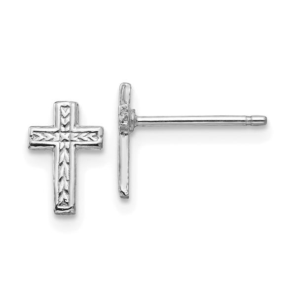 14 Karat White Gold Cross Stud Earrings Trinity Jewelers  Pittsburgh, PA