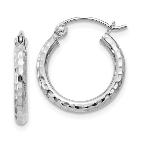 10 Karat White Gold D/C Tube Hoop Earrings Trinity Jewelers  Pittsburgh, PA