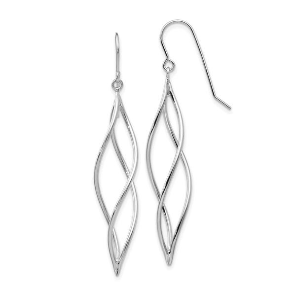 10 Karat White Gold Long Dangle Twist Earrings Trinity Jewelers  Pittsburgh, PA