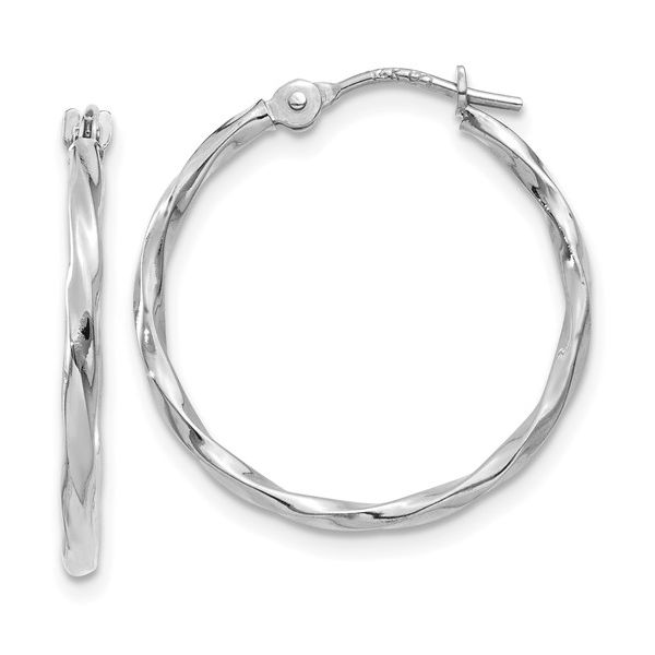 14 Karat White Gold Polished Twisted Hoop Earrings Trinity Jewelers  Pittsburgh, PA