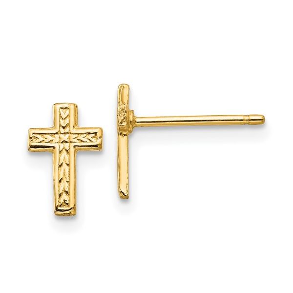 10 Karat Yellow Gold Cross Stud Earrings Trinity Jewelers  Pittsburgh, PA