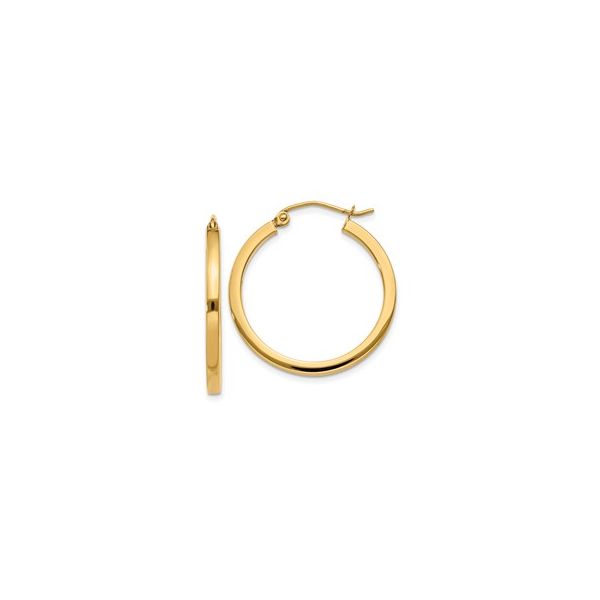 14 Karat Yellow Gold Flat 2mm Hoop Earrings Trinity Jewelers  Pittsburgh, PA