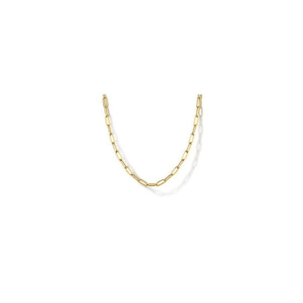 14 Karat Yellow Gold Hollow Paperclip Chain Necklace Trinity Jewelers  Pittsburgh, PA