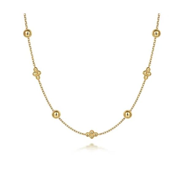 14 Karat Yellow Gold Beaded Station Necklace. Trinity Jewelers  Pittsburgh, PA